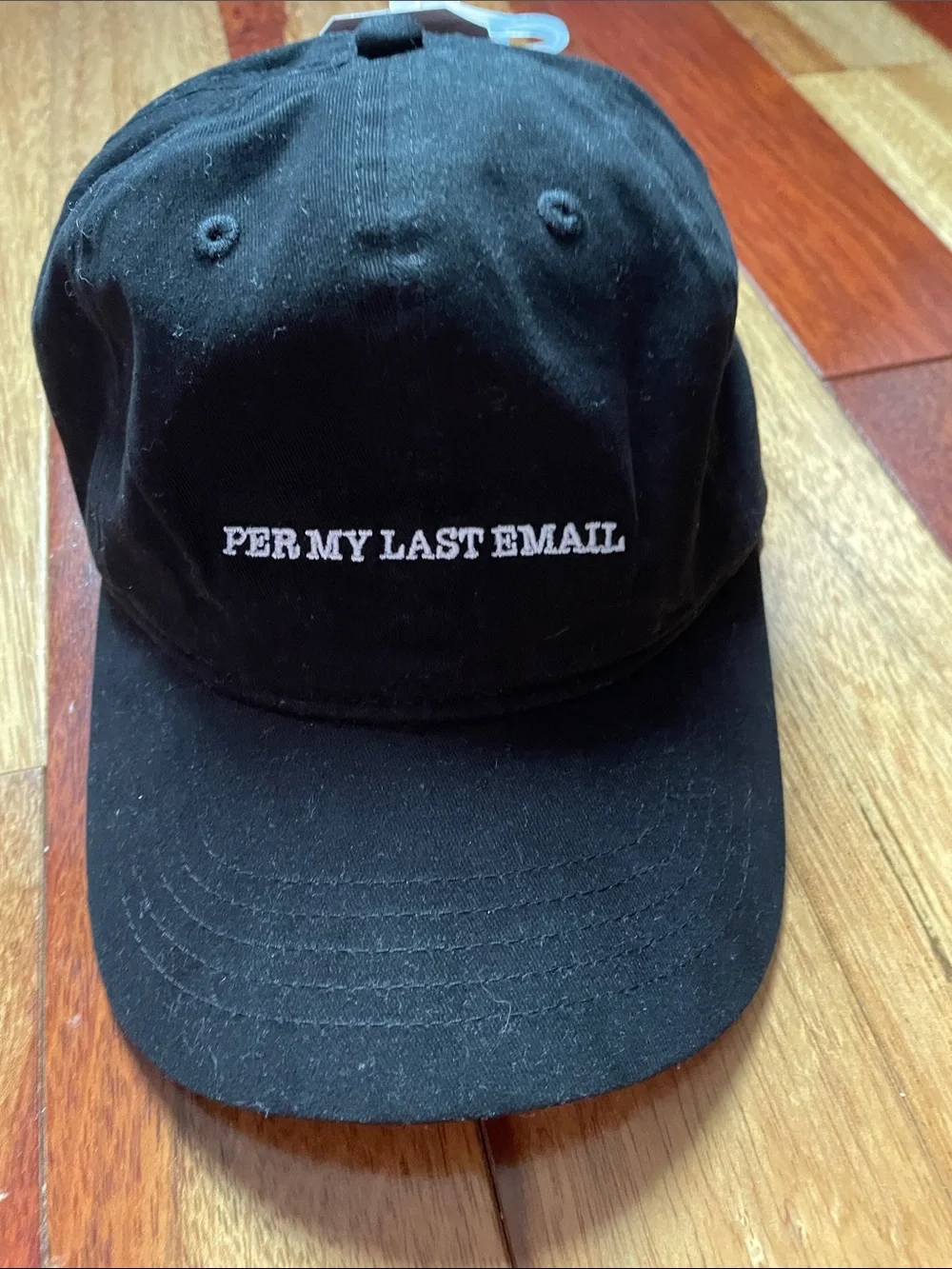 Time and Tru Black Baseball Cap with White Embroidered Text